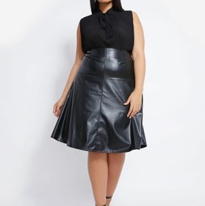 Ashley Stewart flared faux leather skirt